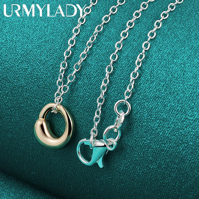 

URMYLADY Fine 925 Sterling Silver Water Drop Hook 16-30 Inch Pendant Necklace For Women Wedding Party Fashion Charm Jewelry Gift