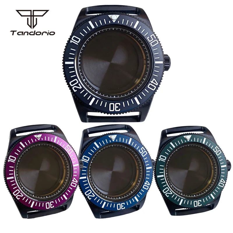 Titanium+Black PVD 42mm Dive Watch Case Sapphire Glass Fit NH35 NH36 NH38 ETA2824 PT5000 ST2130 Men's Wristwatch Accessory Parts