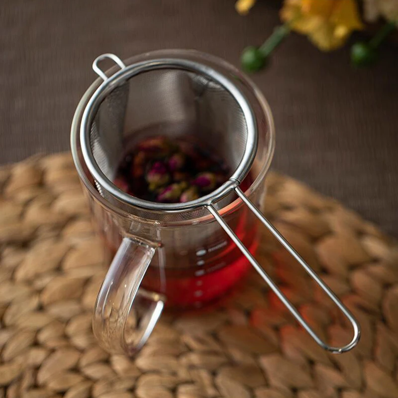 Stainless Steel Tea Infuser Reusable Tea Leak Filter Teapot Strainer Single Ear Shape Coffee Herb Spice Diffuser With Handle