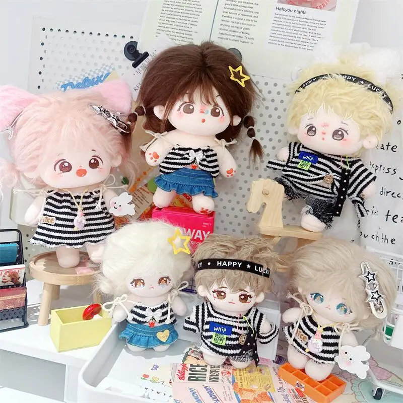 

10/20cm Cartoon Doll Clothes for Stripe Suit Kawaii Soft Stuffed Cotton Plush Doll Clothes DIY Changing Clothes Games Girls Gift