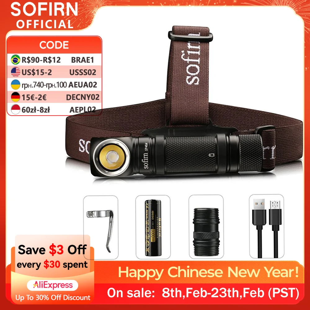 Sofirn SP40A TIR Quang Học Sạc Đèn LED LH351D 1200lm 18650 Đèn Pha 18350 Góc Đèn Pin Có Nam Châm Đuôi