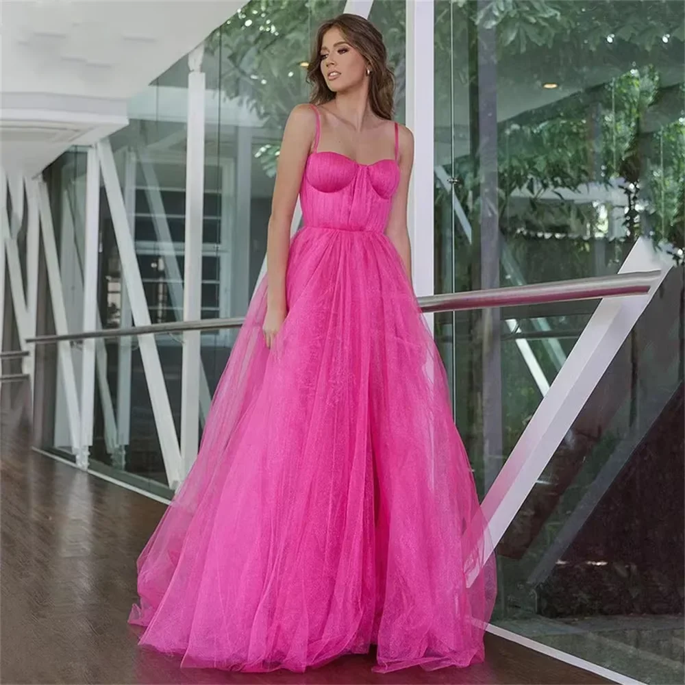 

Customized Formal Evening Dress Sweetheart Sleeveless A-line Floor Length Graduation Dress Sparkling Tulle Wedding Party Dresses