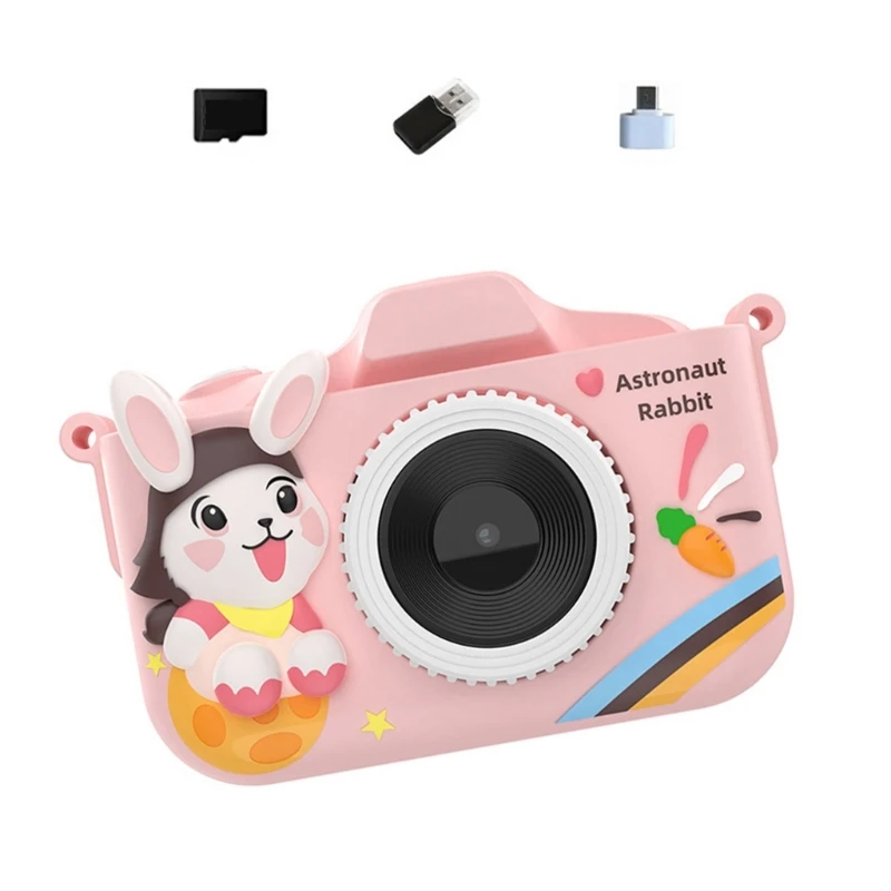 Cámara Digital para niños con tarjeta memoria 32G, conector OTG, doble cámara, enfoque, grabación, marcos fotos 15UB