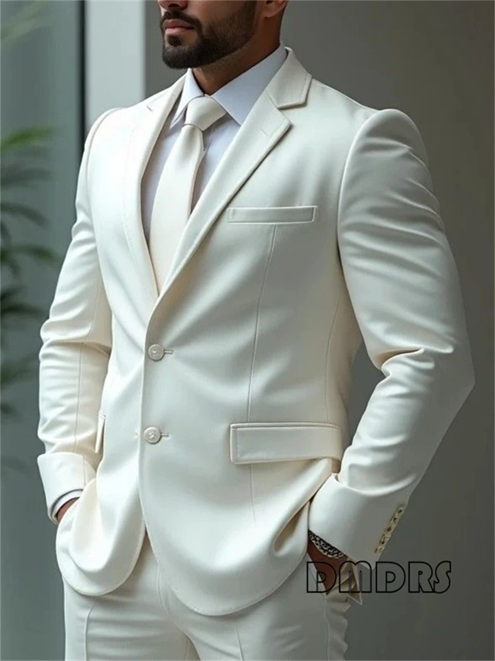 

High-End Tailored Suit Set for Men, Two Pieces Blazer Pants Tuxedo Set, Dinner Jacket Trousers (EU30-EU56) Plus Size Mens Suits
