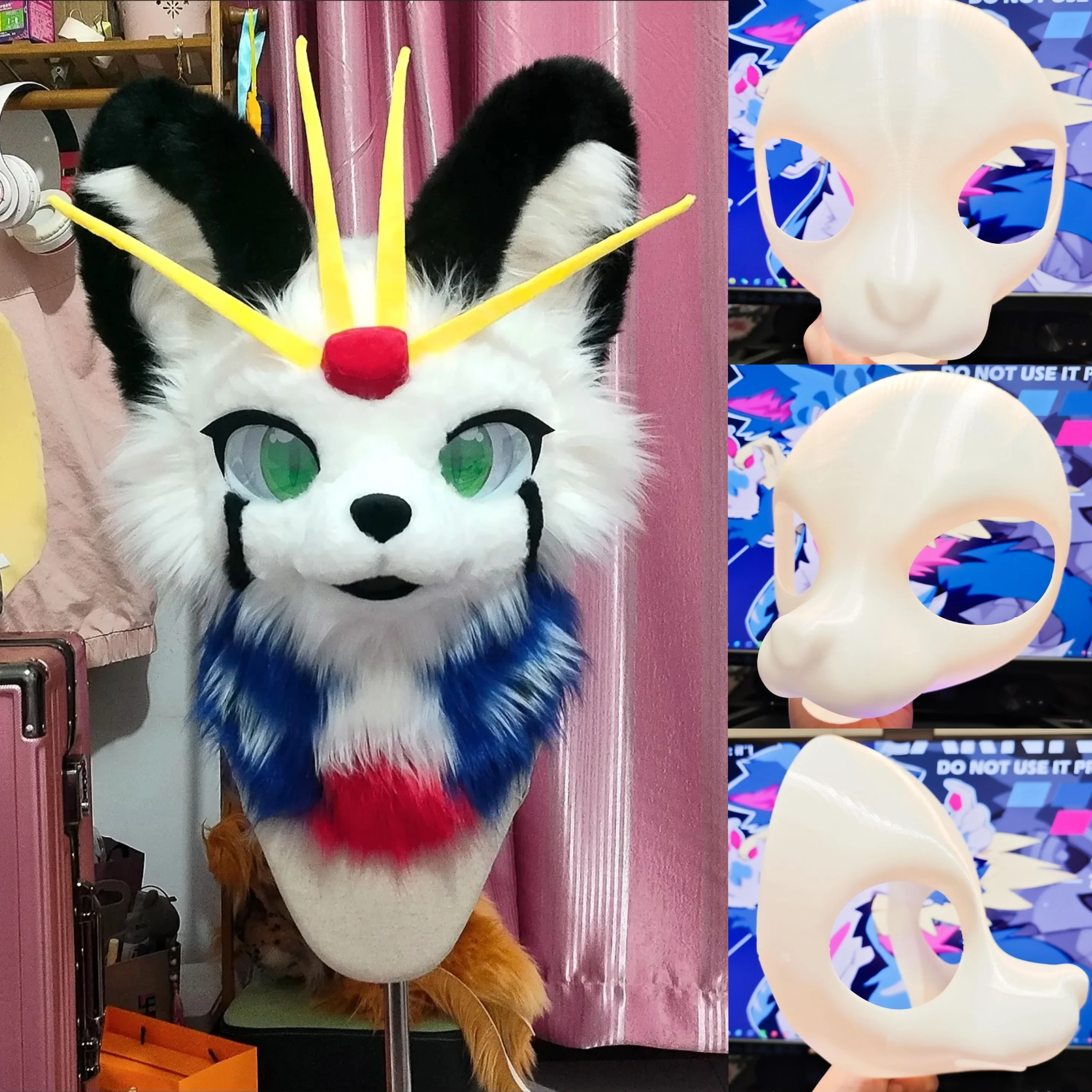 

Кигуруми, длинный нос, базовая маска, меховой костюм, полимерный комплект, серия Beast, костюм с 3D принтом черепа Furuit, аксессуары для самостоятельного изготовления, маска кемоно