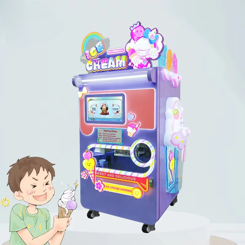 Best Selling Soft Ice Cream Vending Machine Commercial  Snow Ice Cream Machine