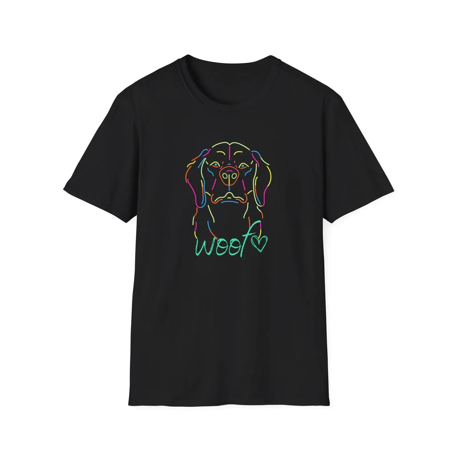 Bark in Neon Woof Wonders T Shirt Softstyle vintage Washed Soft homme designer clothes Versatile graphic Casual fashion Unisex