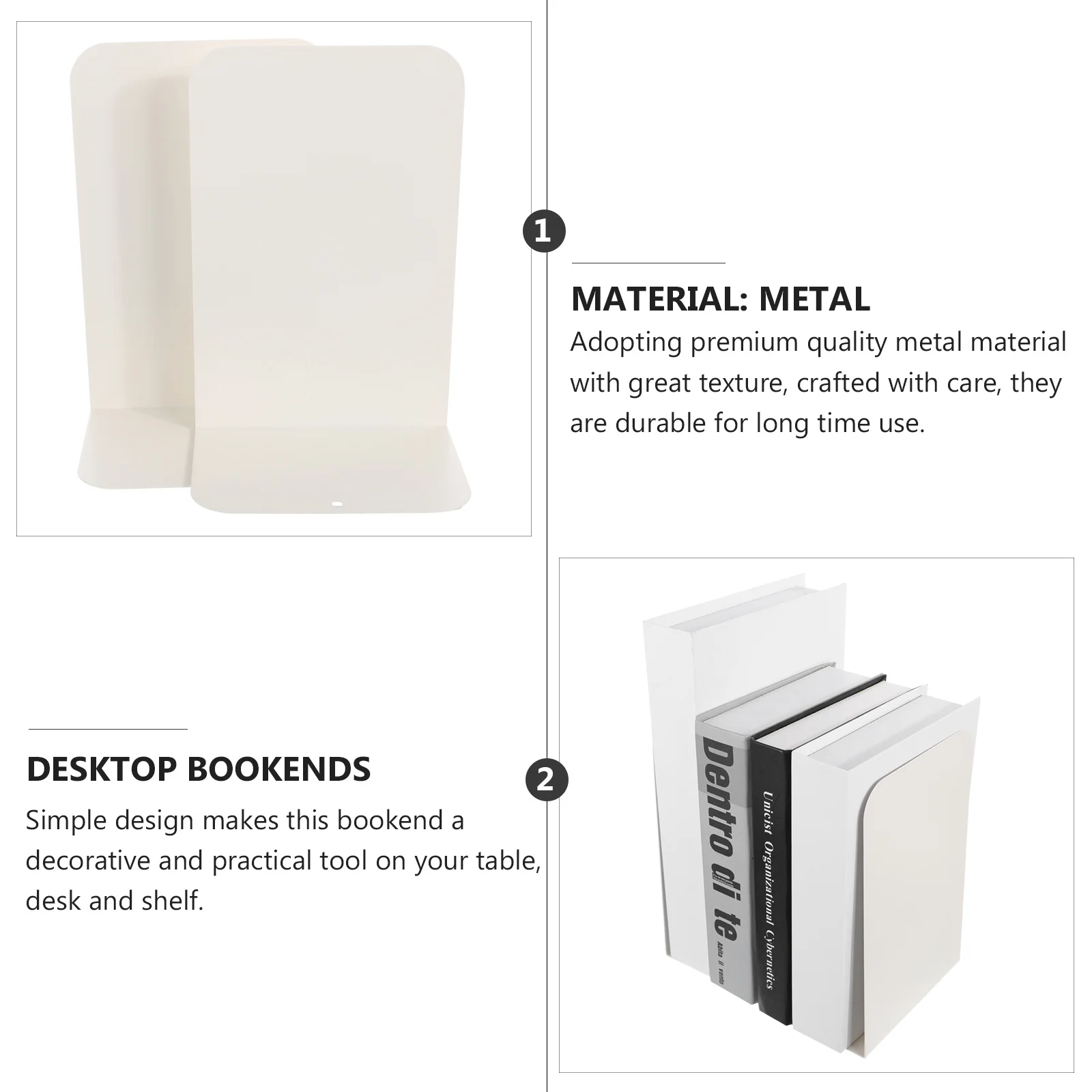 

2Pcs Metal Bookends Simple Style Book Supports Desktop Book Organizer for Home Office Use Student Bookends Simple Bookend