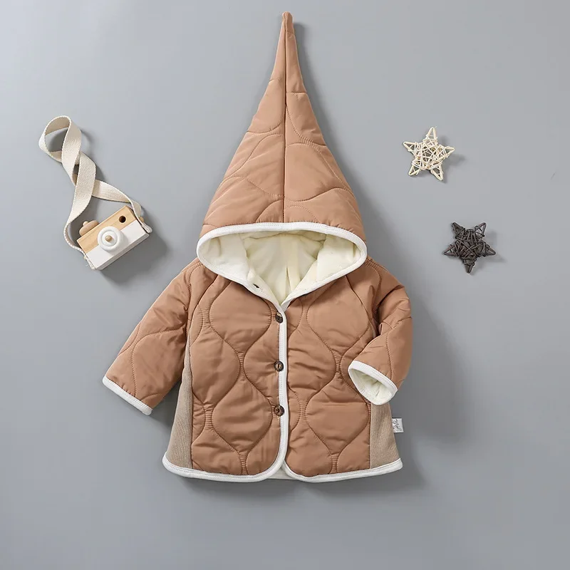 MILANCEL Baby Kid\'s Winter Clothes Warm Jacket 0-4Y Boys Patchwork Hooded Cotton-padded Coat Casual Girls Fur Lining Outwear