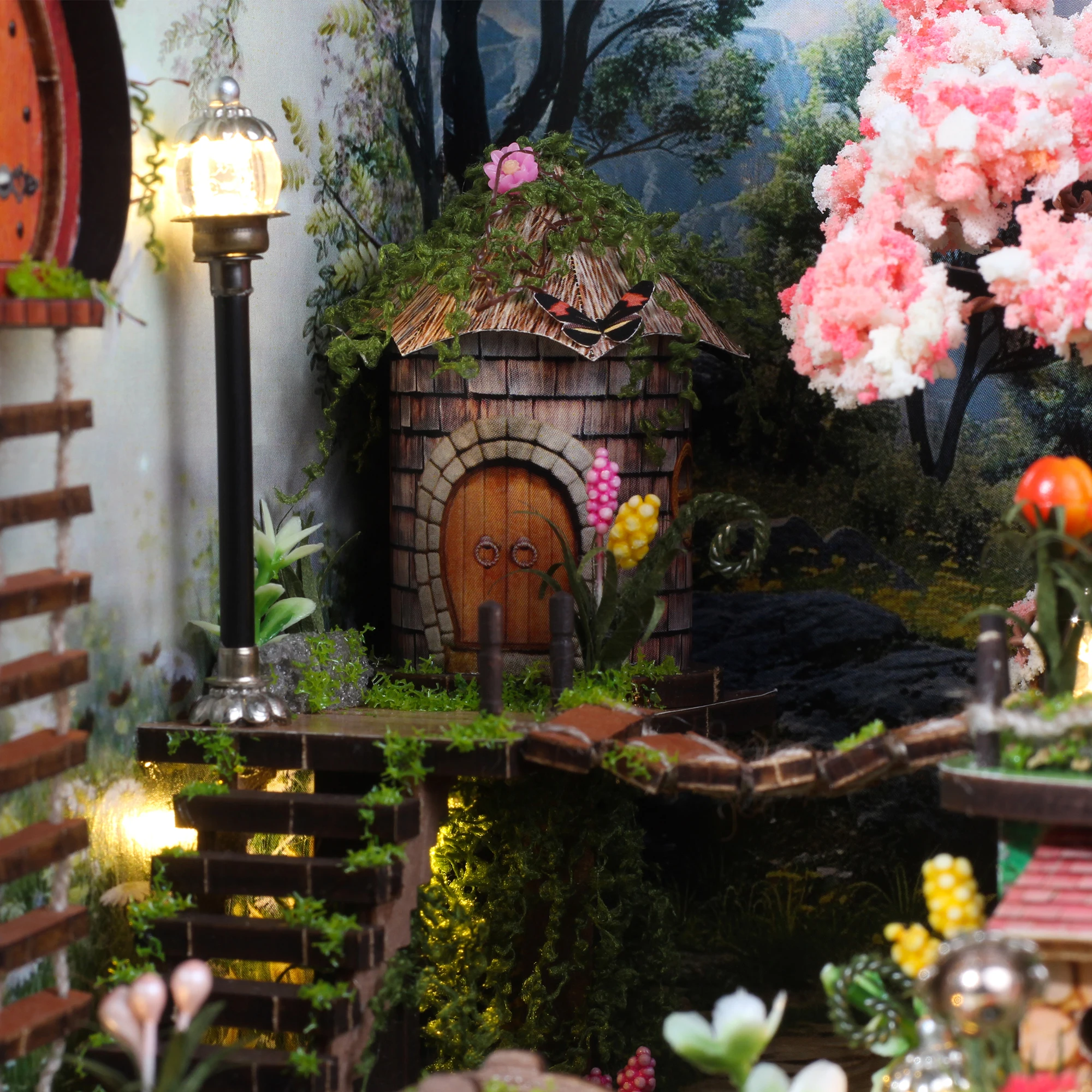 DIY ไม้อาคารจิ๋วชุดกระซิบ Woods Cottage บ้านตุ๊กตาพร้อมเฟอร์นิเจอร์ Forest Casa Dollhouses สําหรับของขวัญเพื่อน