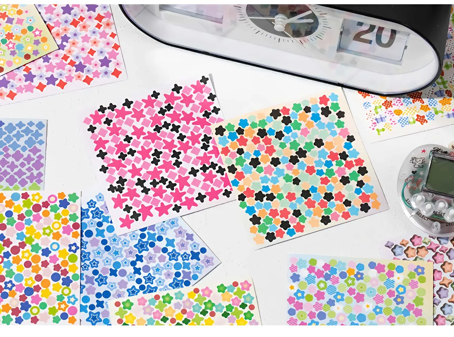 Starstorm 24 Blatt holografisches und mattes Mini-Stickerbuch, 8 x 8 cm, ästhetisches Journaling-Zubehör, Planer, Scrapbooking, Deko-Aufkleber – Detail 17