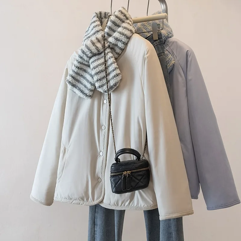 معطف نسائي 2025 جديد مزدوج الجوانب يمكن ارتداؤه من الصوف القطبي فضفاض بأكمام طويلة مع سترة دافئة