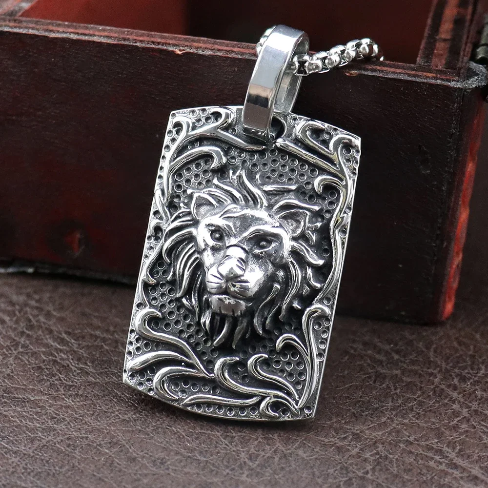 

Vintage Domineering Lion Necklaces Men's Punk Stainless Steel Animal Pendant Fashion Biker Amulet Jewelry Accessories Wholesale