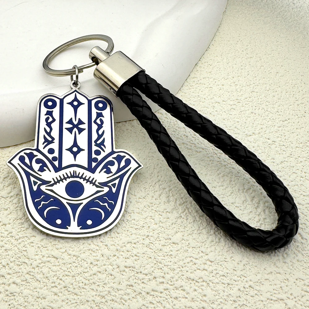 

Islam Evil Eye Fatim'S Hand Keychain For Women Men Stainless Steel Silver Color Muslim Faith Amulet Keyring Jewelry Gifts