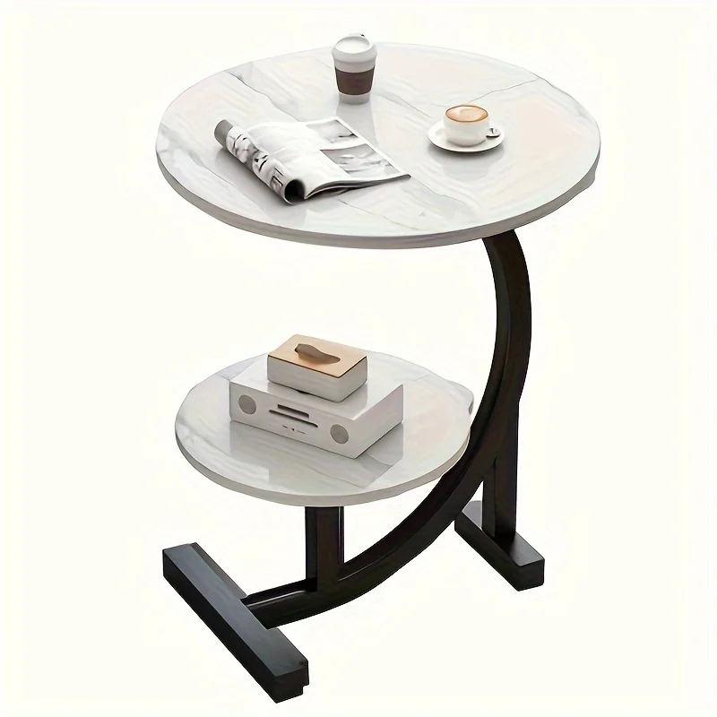 C-Shaped Side Table Metal Frame Sofa Table Tea Table for Living Room Bedroom Home Office Decorative image 6