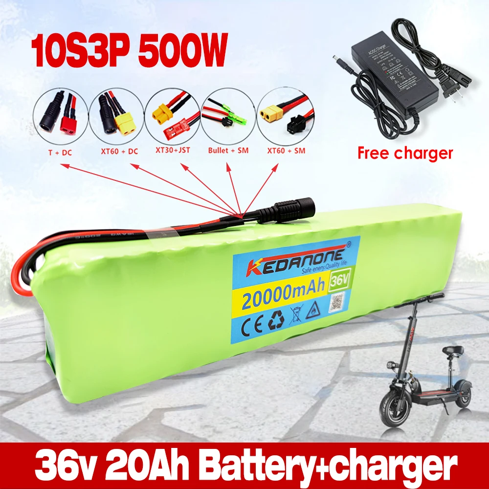 

New 18650 10S3P 36V 20Ah Electric Bike Battery Pack for High Power 1000W Electric Scooter Motorcycle Li-ion Battery 42V Charger