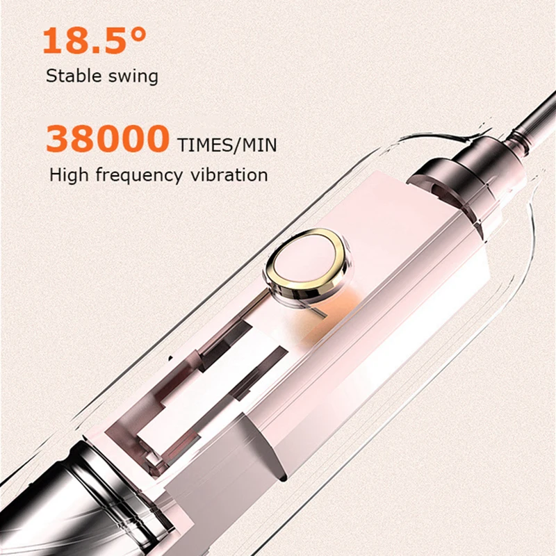 Âm Điện Bàn Chải Đánh Răng Người Lớn Đèn Kháng Khuẩn 4 Chế Độ Sạc USB Sạc Bàn Chải Đánh Răng Đầu Thay Thế Bộ