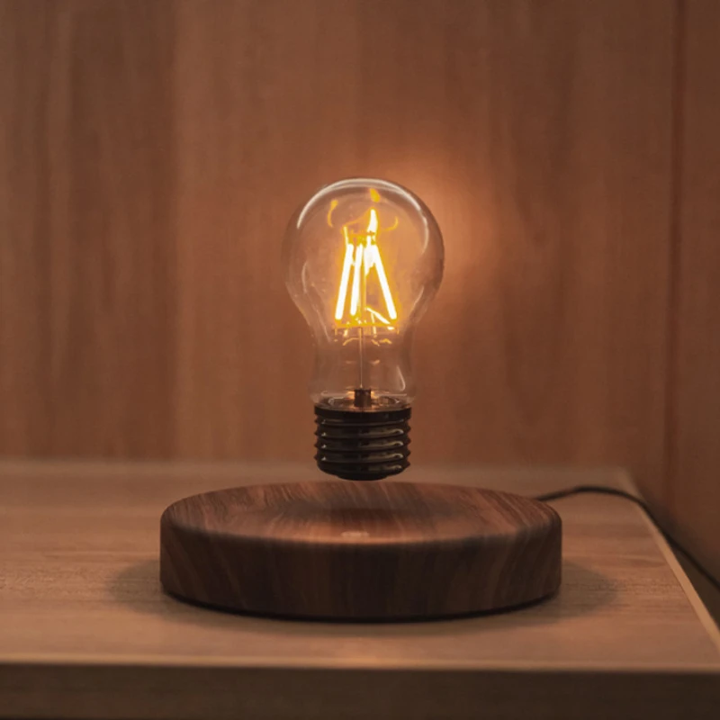 Explosive Atmosphere Magnetic Levitation Light Bulb Creative Retro Home Decoration Small Night Light Wooden Base
