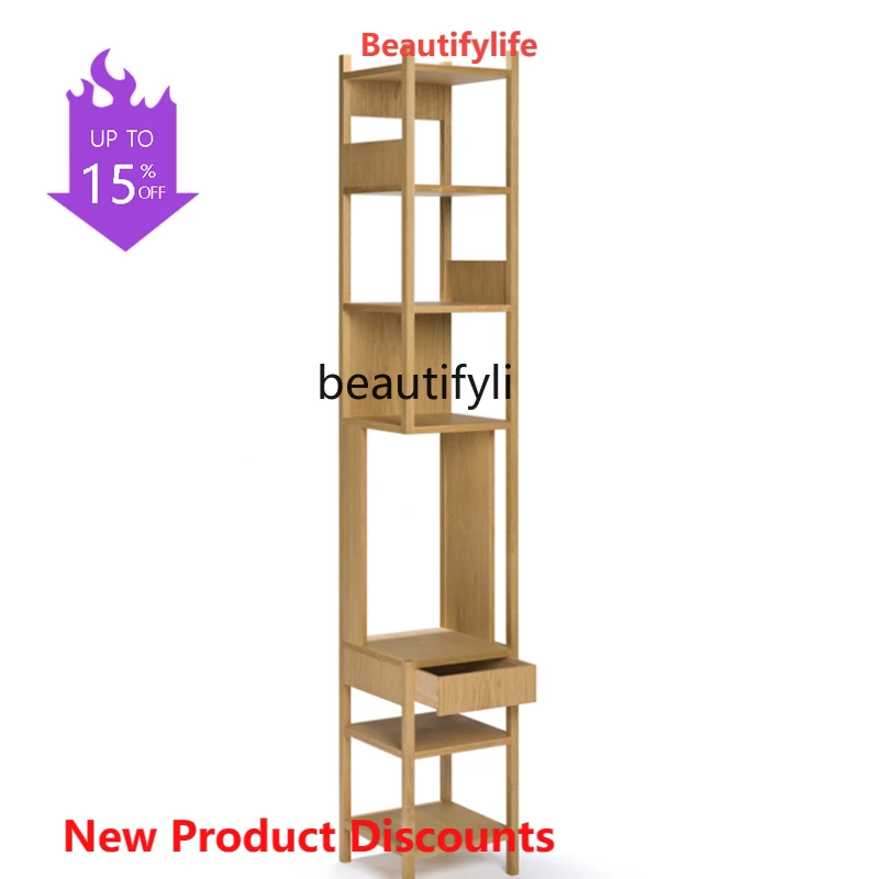 Q181 Silent Style Bookshelf Floor Shelf Solid Wood Integrated Wall Bookshelf Creative Simple Stand Designer