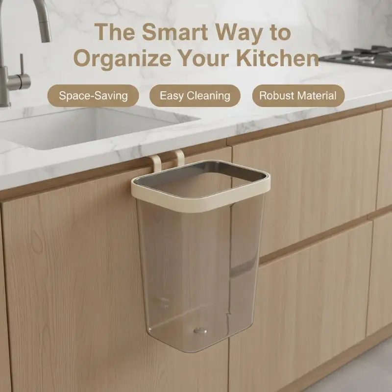

Over The Cabinet Hanging Kitchen Trash Can With Detachable Scraper Drainage Design For Food Waste Disposal