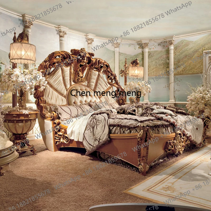 European Luxury Bed Solid Wood Aesthetics Romantic Comfortable Adult Bed High Quality Designer Princess Castle Beliche Furniture