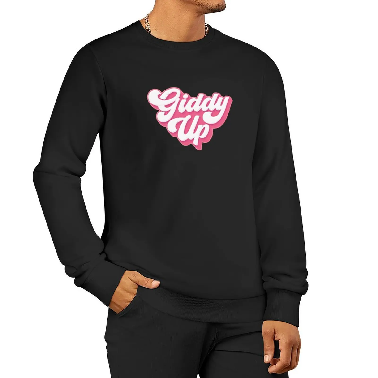 Giddy Up pink Pullover Hoodie aesthetic clothing mens clothes men's coat new sweatshirts