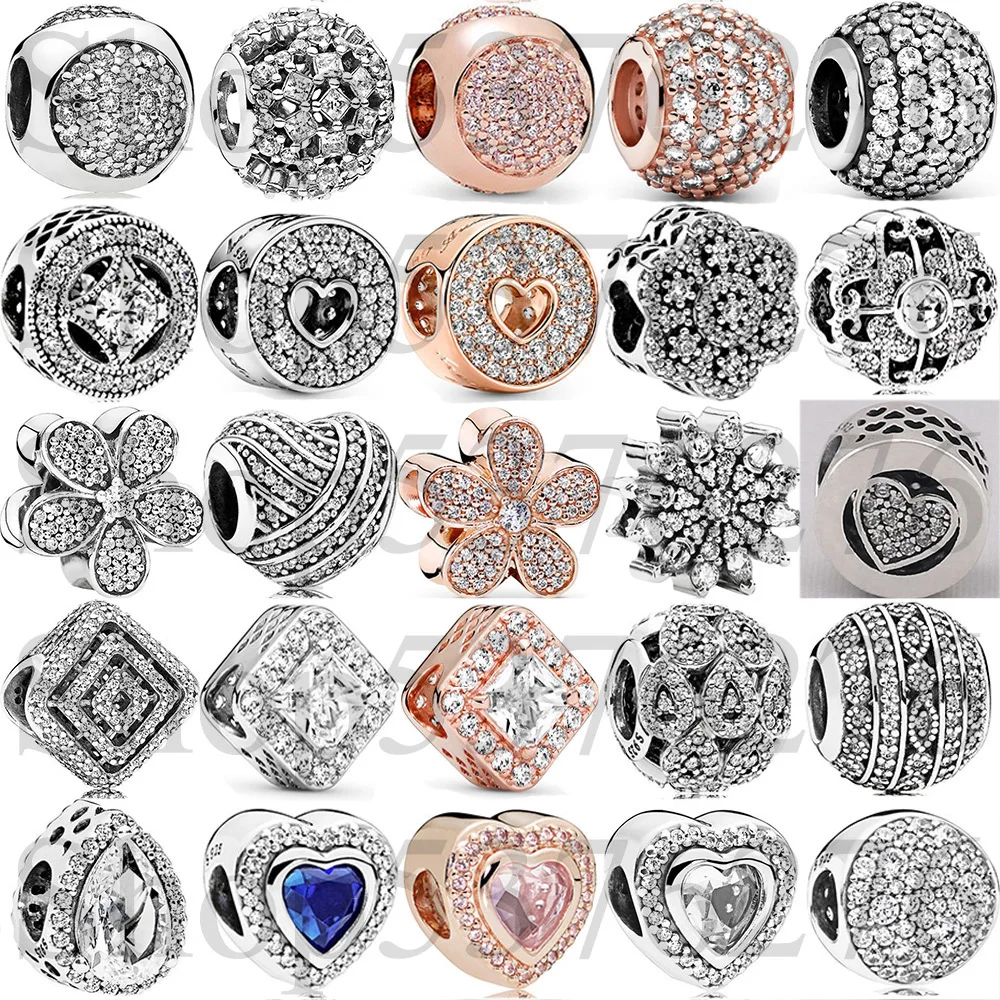 

925 Sterling Silver Bead Radiant Teardrop Snowflake Snow Flurry Droplet Charm Fit Fashion Women Bracelet Bangle Gift DIY Jewelry