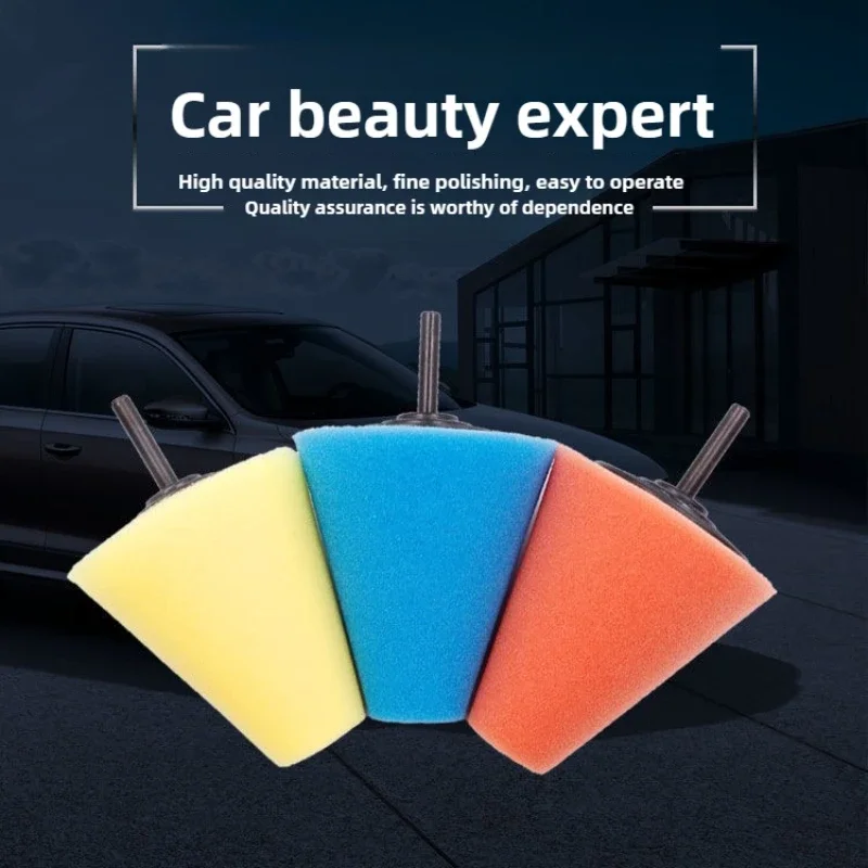 Set Detailing Roda Otomotif - Spons Pemoles Berbentuk Kerucut, Kepala Pemoles Tipe Sekrup, dan Bantalan Cakram untuk Restorasi Velg yang Lengkap