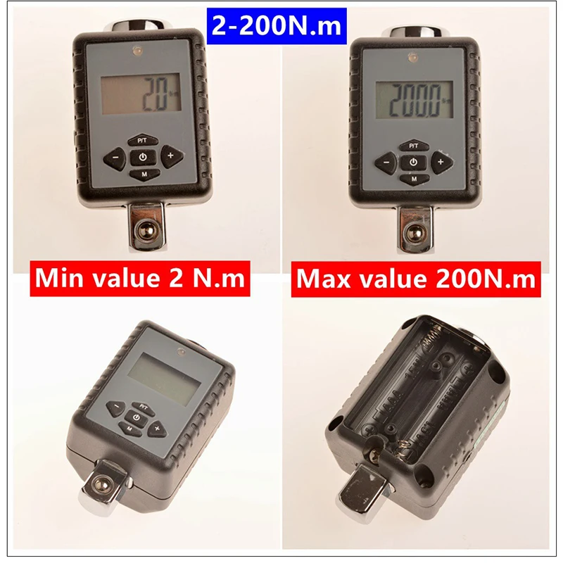 

Цифровой динамометрический ключ 17-340NM Регулируемый профессиональный электронный динамометрический ключ Ремонт велосипеда и автомобиля Динамическое измерение крутящего момента