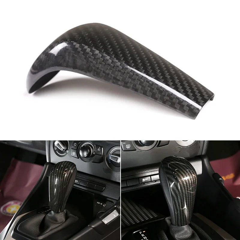 

Real Carbon Fiber Interior Center Control Gear Shift Knob Head Cover Protective Trim For BMW 1 3 Series E87 E90 E92 E93 X1 E84