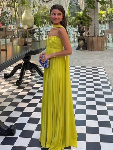 Imagen 2 del producto Vestido largo plisado sin tirantes para mujer, traje Sexy sin mangas con espalda descubierta para fiesta, ropa de noche para verano, novedad de 2024