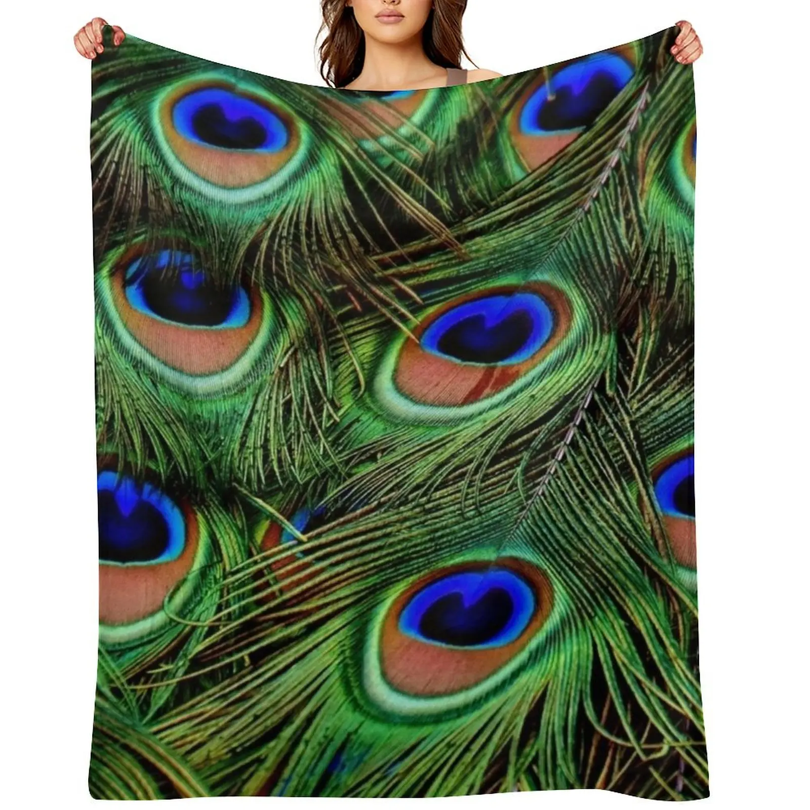 

Peacock Feathers, Feathers, Bird Feathers, Peacock Throw Blanket funny gift Camping Sofa Winter beds Blankets