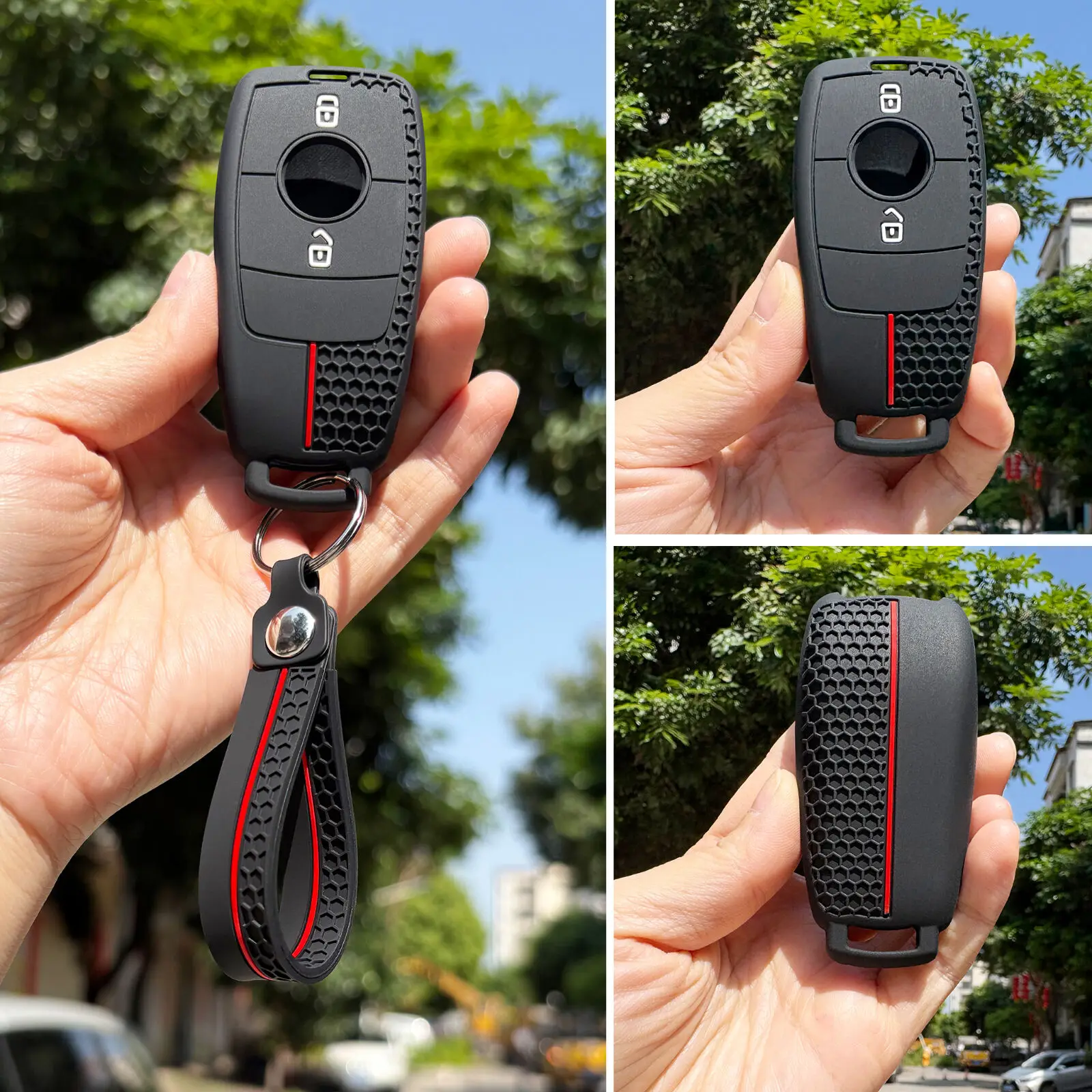 Capa de chave com 2, 3 ou 4 botões para chave de carro Mercedes Benz Classe A, C, E, S, G, GLC, CLE, CLA, W177, W205, W213, W222, X167 AMG.