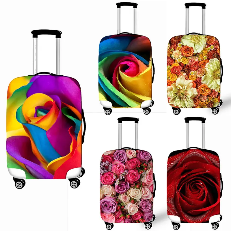 Roses Flowers Print Luggage Protective Cover Travel 18-32 Inch Elastic Trolley Case Protective Covers Anti-dust Suitcase Covers