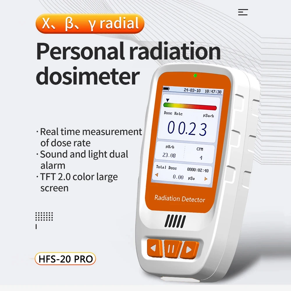 HFS-20PRO Handheld Nuclear Radiation Detector β, γ And X Rays Geiger Counter Automatic Alerts Data Storage Built-in Battery