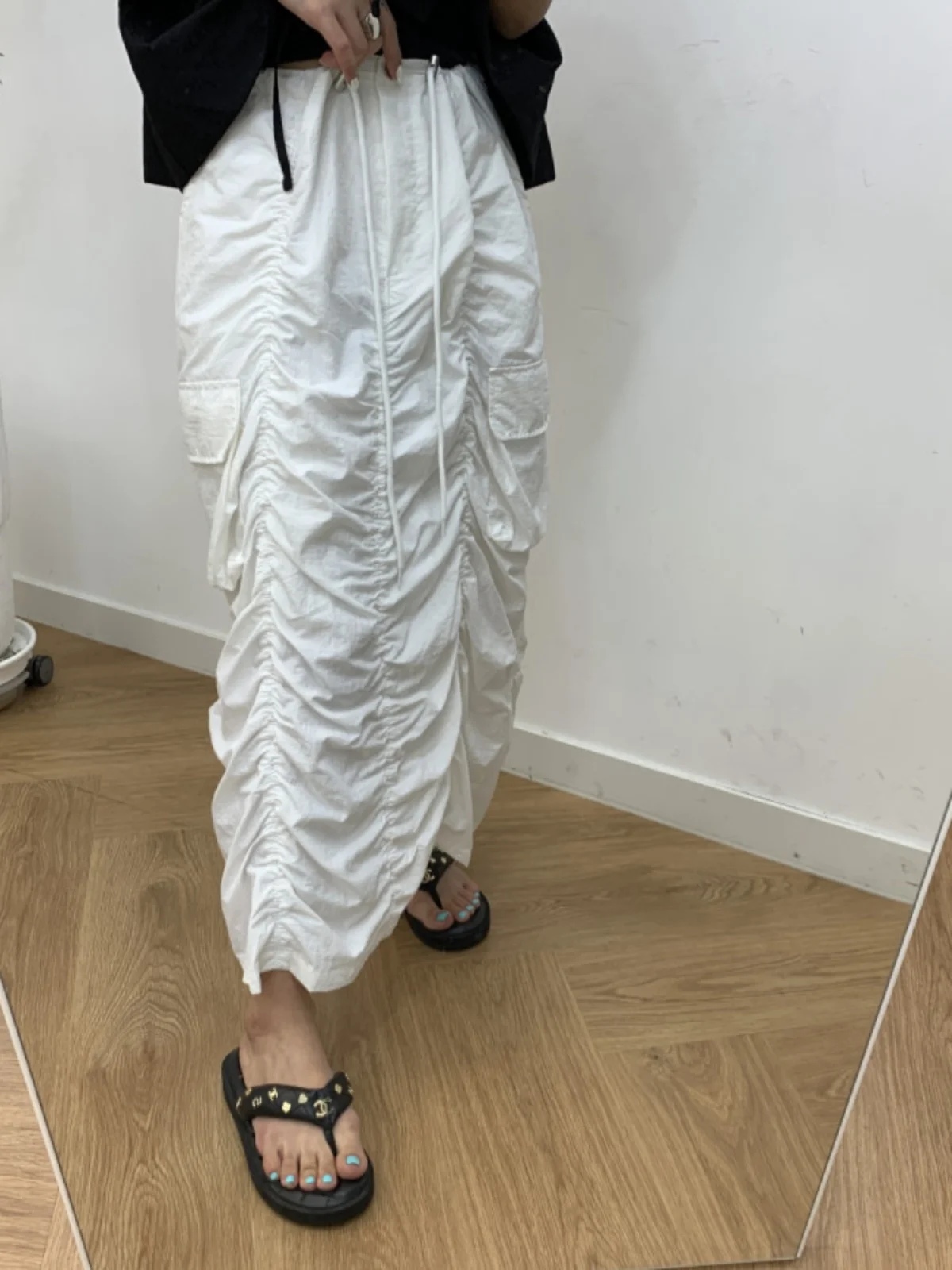 Chic Vintage Casual Women's  Skirt Pleated Asymmetrical Design Spring Autumn Winter Regular Fit Chinese Brand