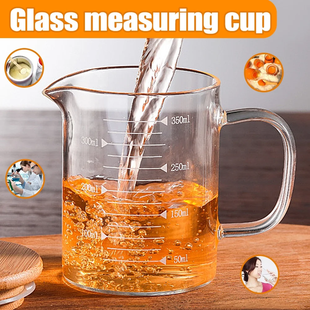 Measuring Cup With Scale Heat-Resistant Household Glass Cup Measuring Cup High Borosilicate Clear Scale Cup Kitchen 350/500ml