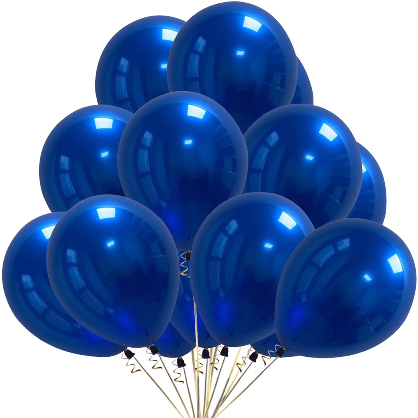 Globos cromados de látex para decoración de fiestas, suministros de boda, color azul real, doble capa, metálico, 50 piezas