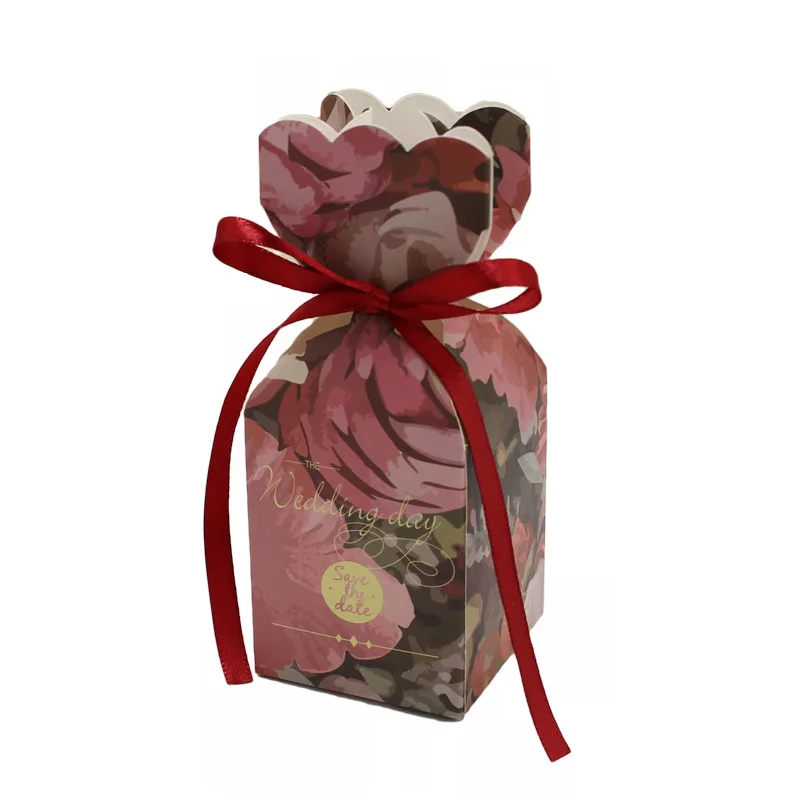 10 Stück Fischschwanz-Vase, Pralinenschachtel, Blumenmuster, Hochzeitstag, Geschenkbox, Verpackung, Box mit Band, Babyparty, Geburtstag, Party-Dekoration – Detail 24