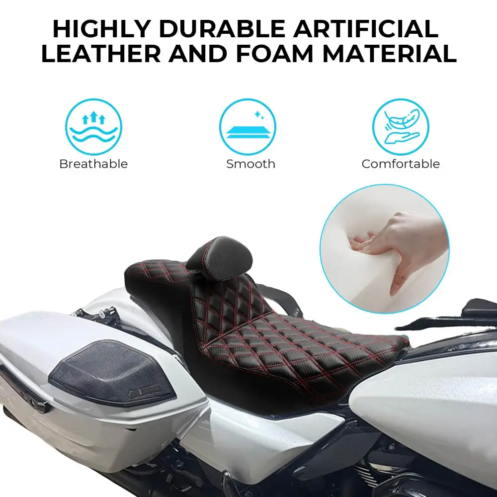 

Новое водительское сиденье с спинкой для Harley Touring FLTRXST/SE, FLTRX/L, FLHXST/SE, FLHXU/L, FLHXLSE/I 2023-2026, черно-красное/черное