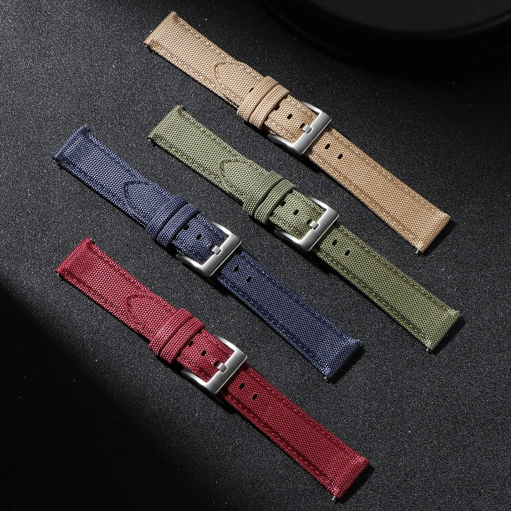 

Quality Nylon Sailcloth Watch Strap 20mm 22mm for Seiko Nylon Leather Watchband Qucik Release Wristband Accessories