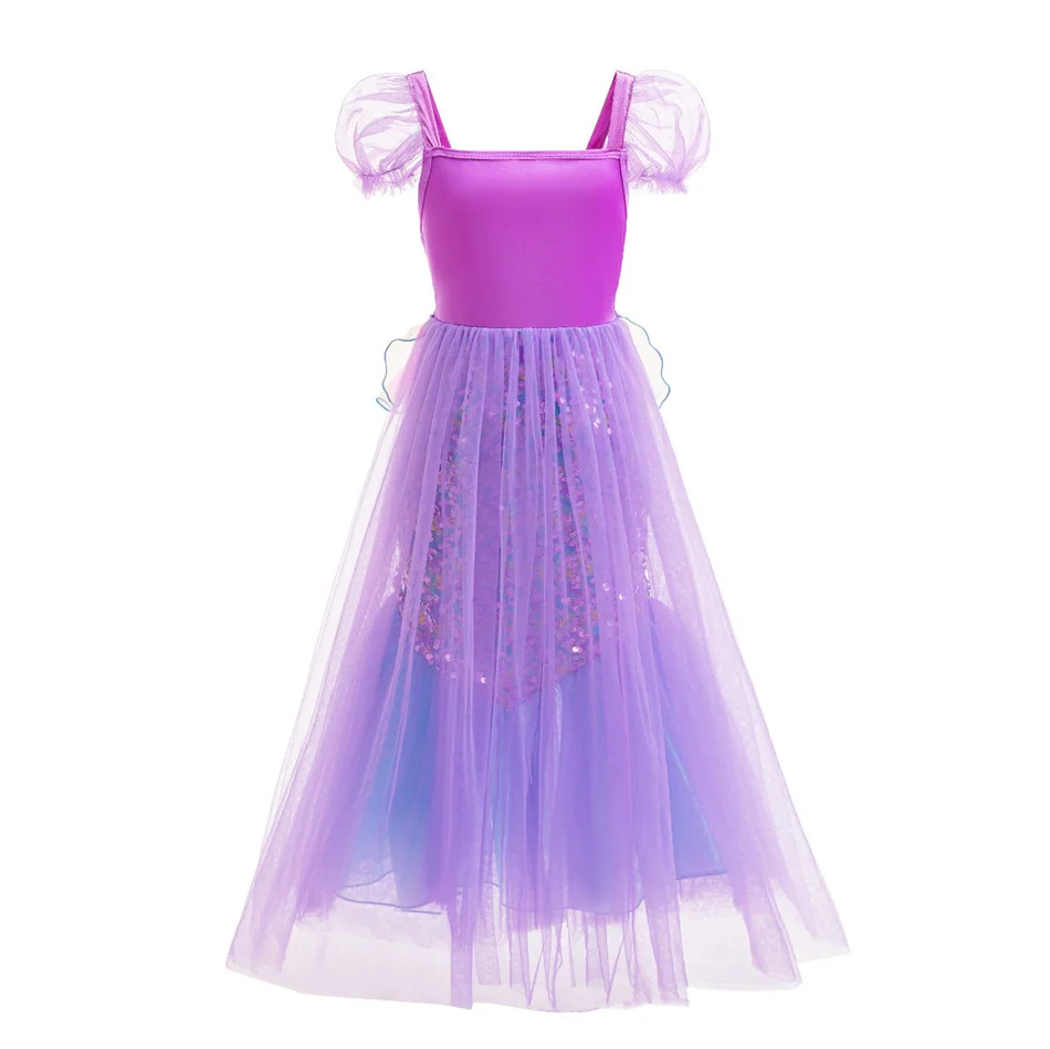Meerjungfrauen-Paillettenkleid aus Netzstoff, Prinzessinnenkleid, Ariel-Kostüm für Kinder, Halloween- und Geburtstagsparty-Kostüm, Fischschwanz-Kostüm für Mädchen – Detail 4