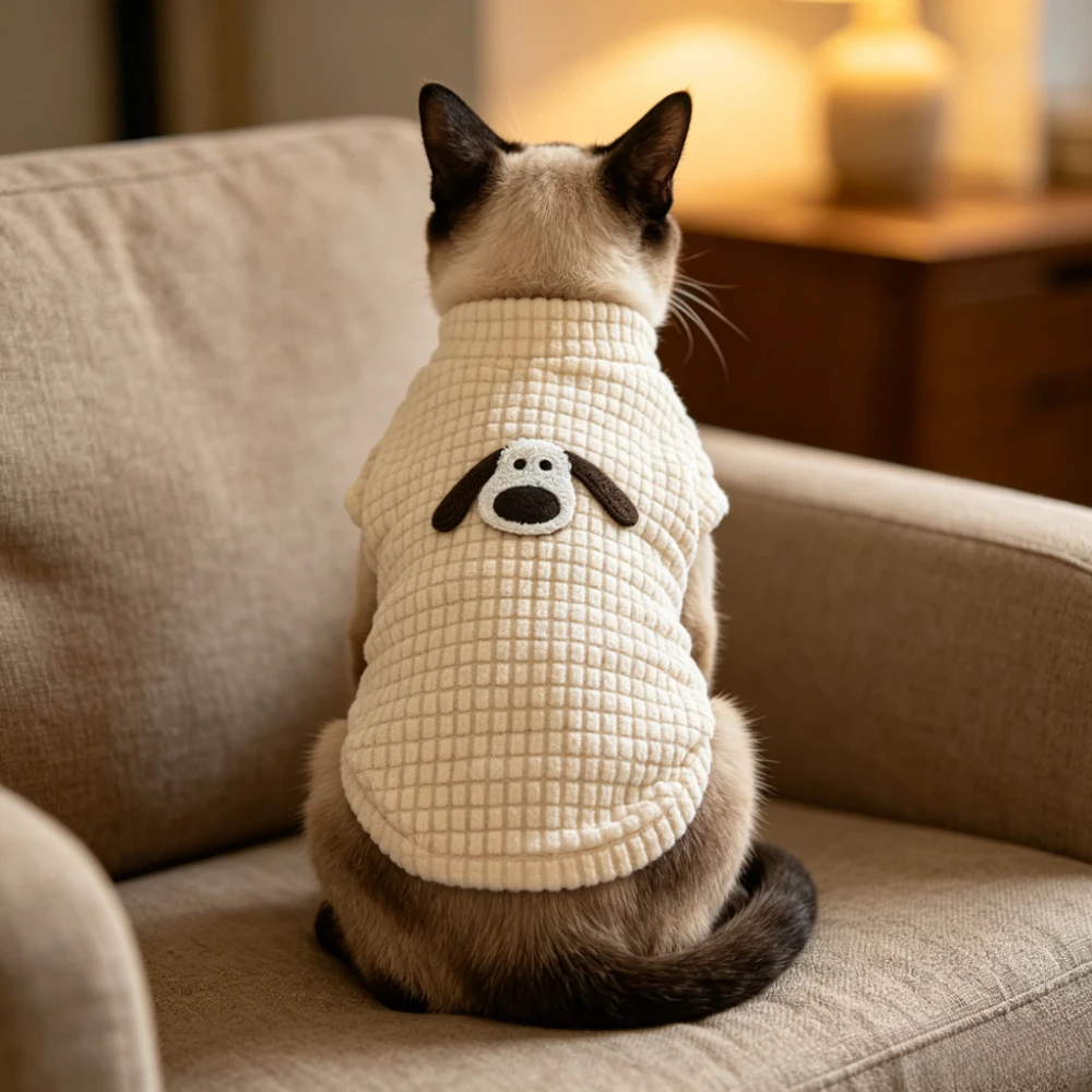 Warm Soft Waffle Texture Pet Sweater Cat Dog Apparel for Small Medium Sized Dogs Chihuahua Poodle British Shorthair Cats