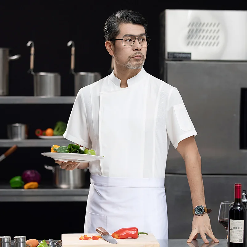 Hotel Chef Overalls Men'S Short-Sleeved Dining Restaurant Western Restaurant Baking Fashion Spring And Summer Rear Kitchen Workw