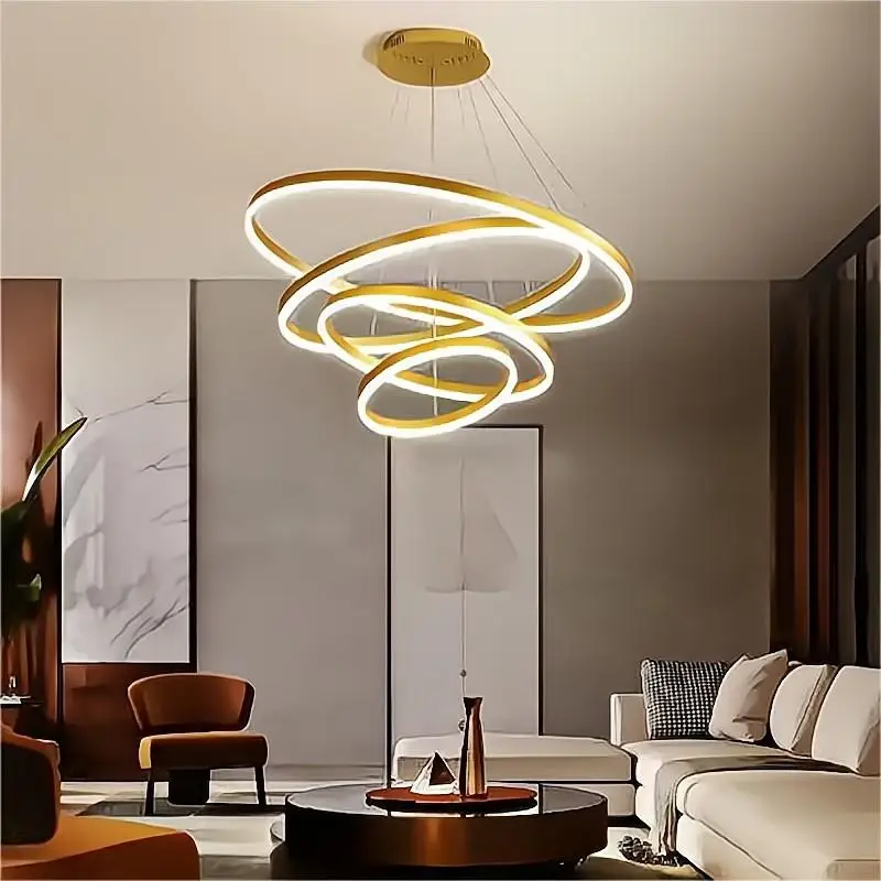 Imagem -05 - Modern Led Circle Ring Pendant Lamp Teto Hanging Chandelier Sala de Estar Sala de Jantar Escadaria Lâmpada Home Lighting Fixture