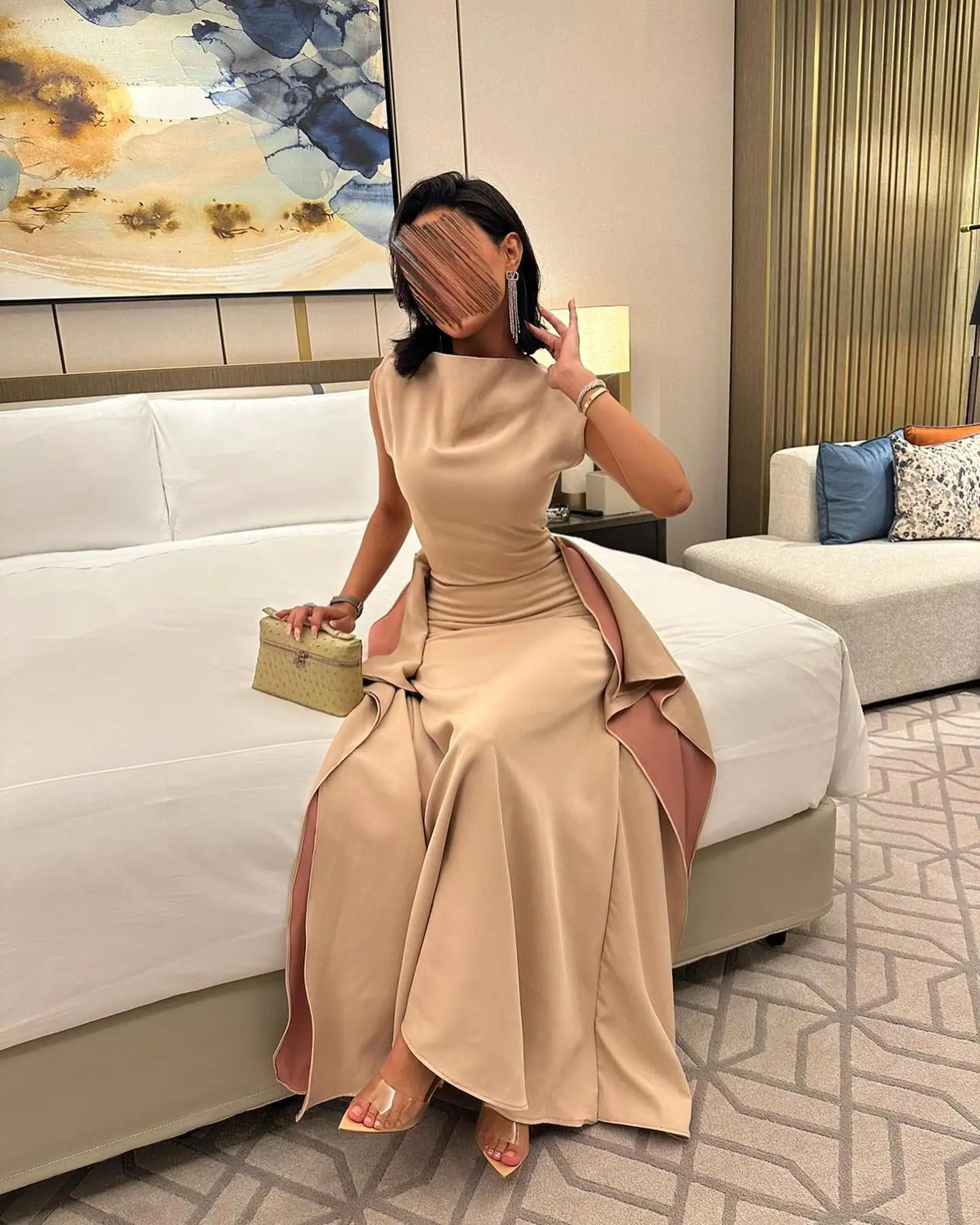 Customized Exquisite Jersey Evening Dress Classic Boat Neck Sleeveless Prom Gowns Elegant Mermaid Floor Length Party Dresses