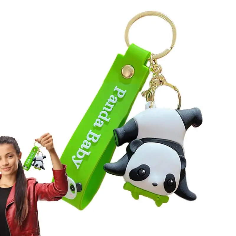 Cute Panda Keyring PVC Cartoon Animal Keychain Cute Cartoon Panda Keychain Decoration Fashion Car Key Pendant Bags Doll Pendant