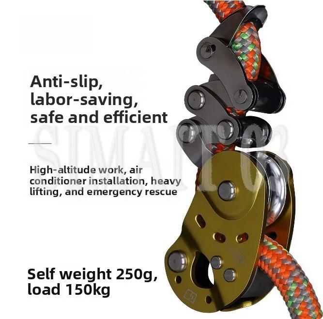 Outdoor Rope Climber Ascender, Arborist Rope Grab Lift Pulley Height Safety Rigging Grasp Tool