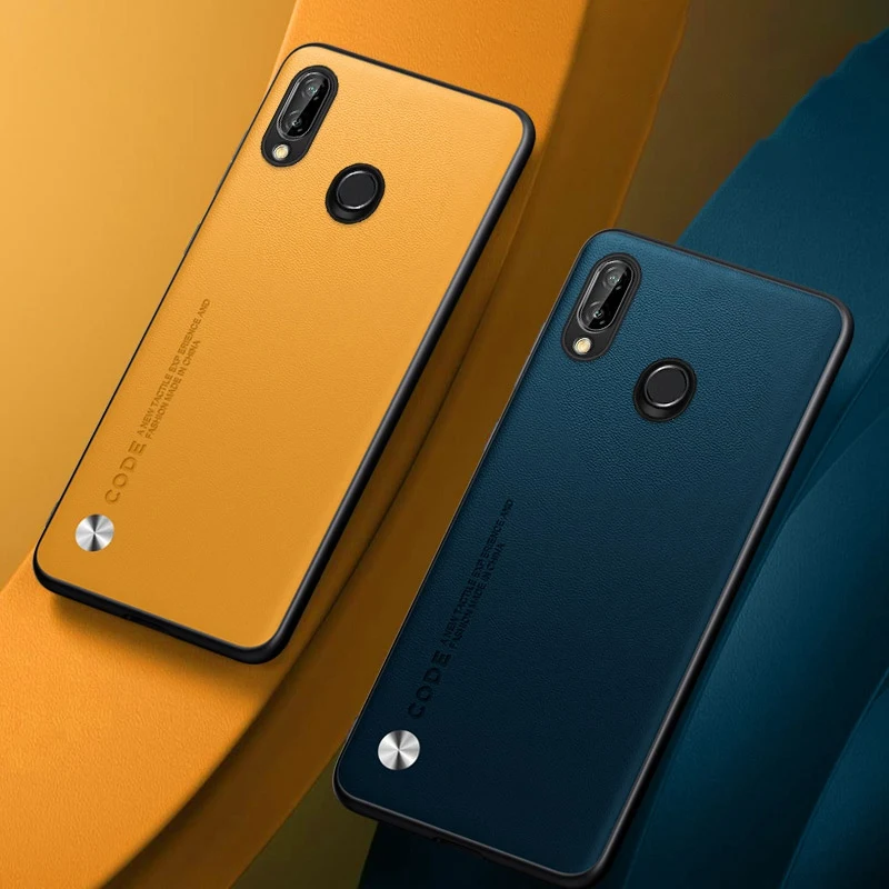 Huawei P Smart 2019用PUレザーケース、背面カバー、マットシリコン、耐衝撃、完全保護、Honor 10 Lite用スマホケース