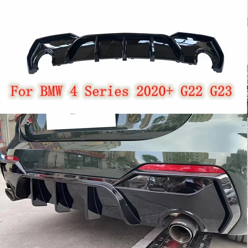 Rear Bumper Back Diffuser LED Rear Lip Tail Lip Spoiler For BMW 4 Series 2020+ G22 G23 420i 430i 435i M440i 2 Door M Performance